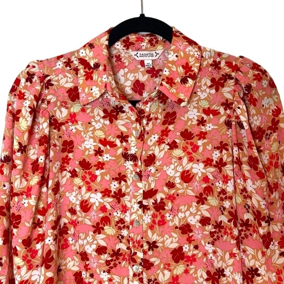 Nanette Lepore Floral Elbow Length Puff Sleeve Blouse - Picture 3 of 9